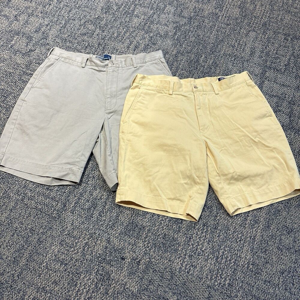 Lot Of 2 Polo Ralph Lauren Cotton Men’s Shorts 9” Size 36 Chino Yellow And Beige